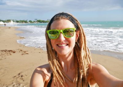 Blonde rasta girl at Treasure Beach, Jamaica