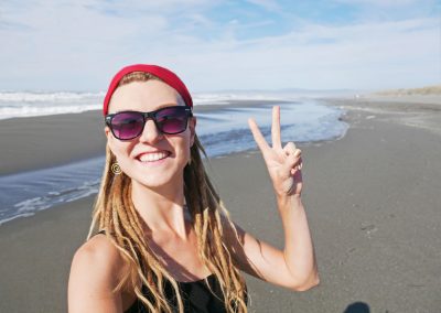 Rasta girl at Samoa Beach in Humboldt County, CA