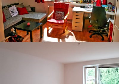 Room in Cologne, Germany, full with furniture and empty before moving out