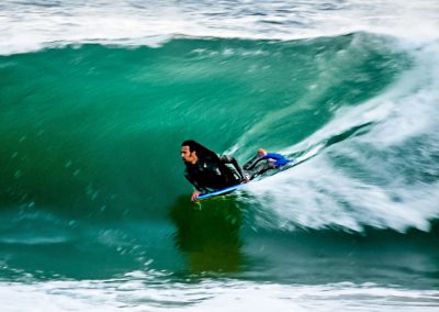 Bodyboarder surfing in Itacoatiara, Brazil