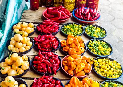 Colorful fresh vegetables at local market in Peruíbe, Brazil