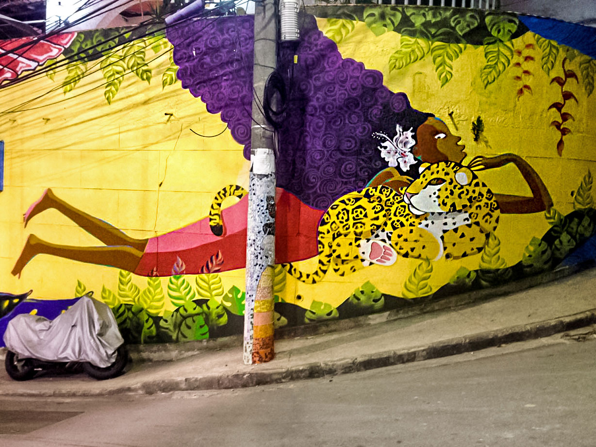 Colorful graffiti in favela in Rio de Janeiro, Brazil